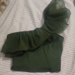 Elegant One-Shoulder Green Top